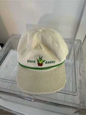 Plant Daddy Corduroy Cap in Cream with Green Trim